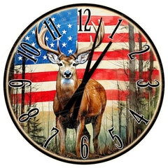 Maxcorners American Whitetail Deer Clock: Rustic Cabin Decor Deer Forest TU3012