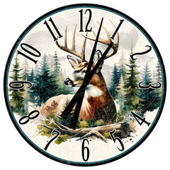 Maxcorners Buck Deer Metal Clock: Rustic Cabin Decor Autumn Buck TU3012