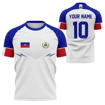 Maxcorners Custom Haiti Football Supporter Tee Personalized 3D Soccer Jersey Gift For Sports Fans