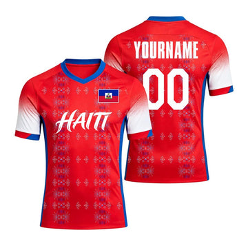 Maxcorners Custom Haiti Soccer Team Jersey Personalized 3D Football Supporter Tee For Everyday Wear