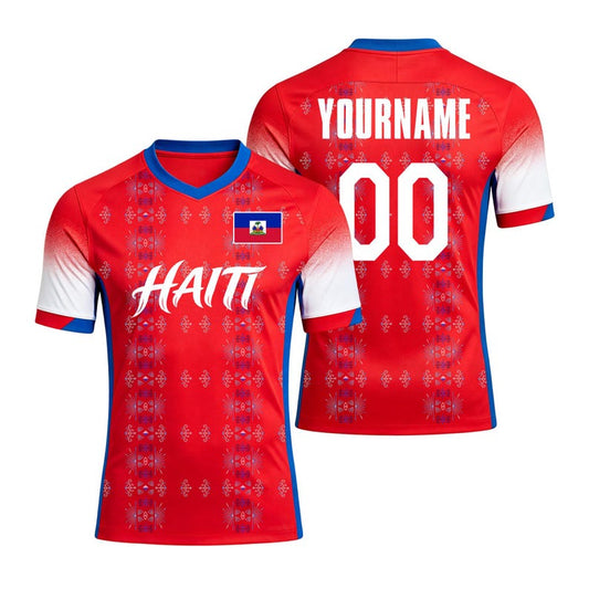 Maxcorners Custom Haiti Soccer Team Jersey Personalized 3D Football Supporter Tee For Everyday Wear
