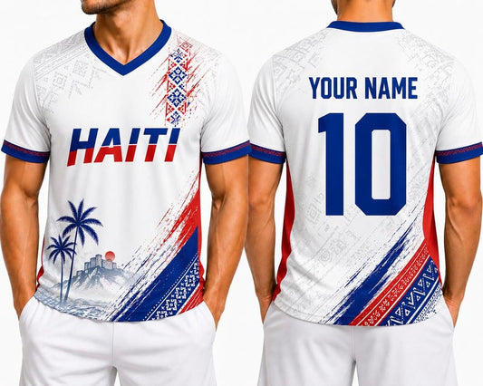 Maxcorners Personalized Haiti Soccer Champion Jersey 3D Football Fan Shirt Custom Name Design