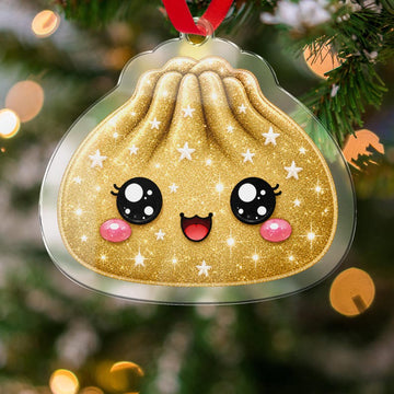 Maxcorners Dumpling Ornament Cute Sparkle Glitter Character Stars Xmas Tree Hanging Personalized Christmas Decor