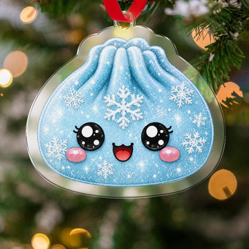 Maxcorners Dumpling Ornament Cute Sparkle Glitter Character Snowflakes Xmas Tree Hanging Personalized Christmas Decor
