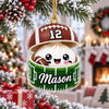 Maxcorners Dumpling Ornament Cute Skiing Mascot Character Wearing Goggles Helmet Holding Skis Mountain Snow Trees Cable Car Number Year Personalized Christmas Decor