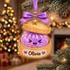 Maxcorners Dumpling Ornament Cute Sparkle Glitter Winking Character Bamboo Steamer Basket Santa Cap Gingham Bow Bell Sophia Personalized Name Label Xmas Decor Tree Hanging