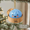 Maxcorners Dumpling Cute Sparkle Glitter Dumpling Character Wooden Steamer Basket Year Personalized Christmas Ornament