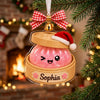 Maxcorners Dumpling Ornament Cute Sparkle Glitter Winking Character Bamboo Steamer Basket Santa Cap Gingham Bow Bell Sophia Personalized Name Label Xmas Decor Tree Hanging