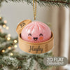 Maxcorners Dumpling Cute Sparkle Glitter Dumpling Character Wooden Steamer Basket Year Personalized Christmas Ornament