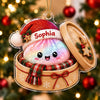 Maxcorners Dumpling Ornament Cute Sparkle Glitter Character Santa Hat Knit Scarf Bamboo Steamer Basket Ribbon Bow Snowflakes Tree Hanging Personalized Christmas Decor