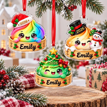 Maxcorners Dumpling Ornament Cute Characters Santa Cap Snowman Top Hat Xmas Tree Star Garland Bamboo Steamer Basket Year 2026 Personalized Christmas Decor