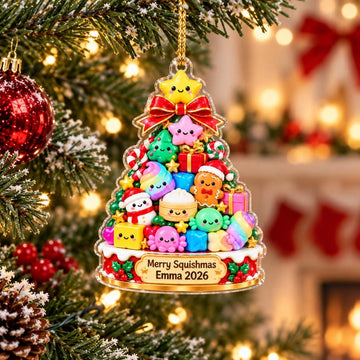 Maxcorners Dumpling Ornament Cute Squishmas Tree Stacked Toys Gingerbread Snowman Star Ribbon Bow Steamer Basket Year 2026 Personalized Christmas Decor