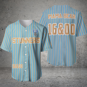 Maxcorners Baby Blue Yellow Stripe Personalized Baseball Jersey For Paula