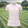 Maxcorners Pink Ribbon Women Golf Shirt, Breast Cancer Golf Shirt, Breast Cancer Awareness Shirts, Ladies Golf Shirt LM1507