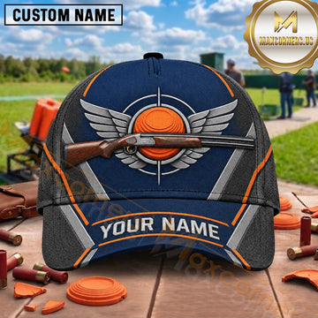 Maxcorners Trap Shooting Winged Clay Target Emblem Multiple Options Personalized Name 3D Cap