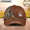 Maxcorners Rustic Brown Leather Flying Ducks Duck Hunting With Dogs Multi Options Personalized Name 3D Cap
