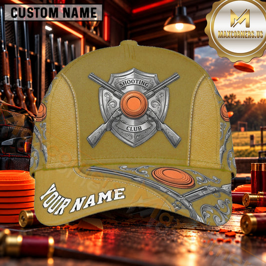 Maxcorners Vintage Shotgun Target Badge Trap Shooting Personalized Name 3D Cap