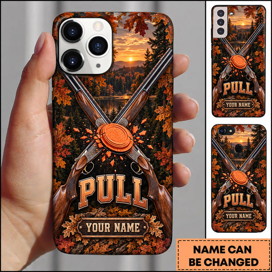 Maxcorners Trap Shooting Shotgun Autumn Forest Clay Target Personalized Name 3D Phone Case