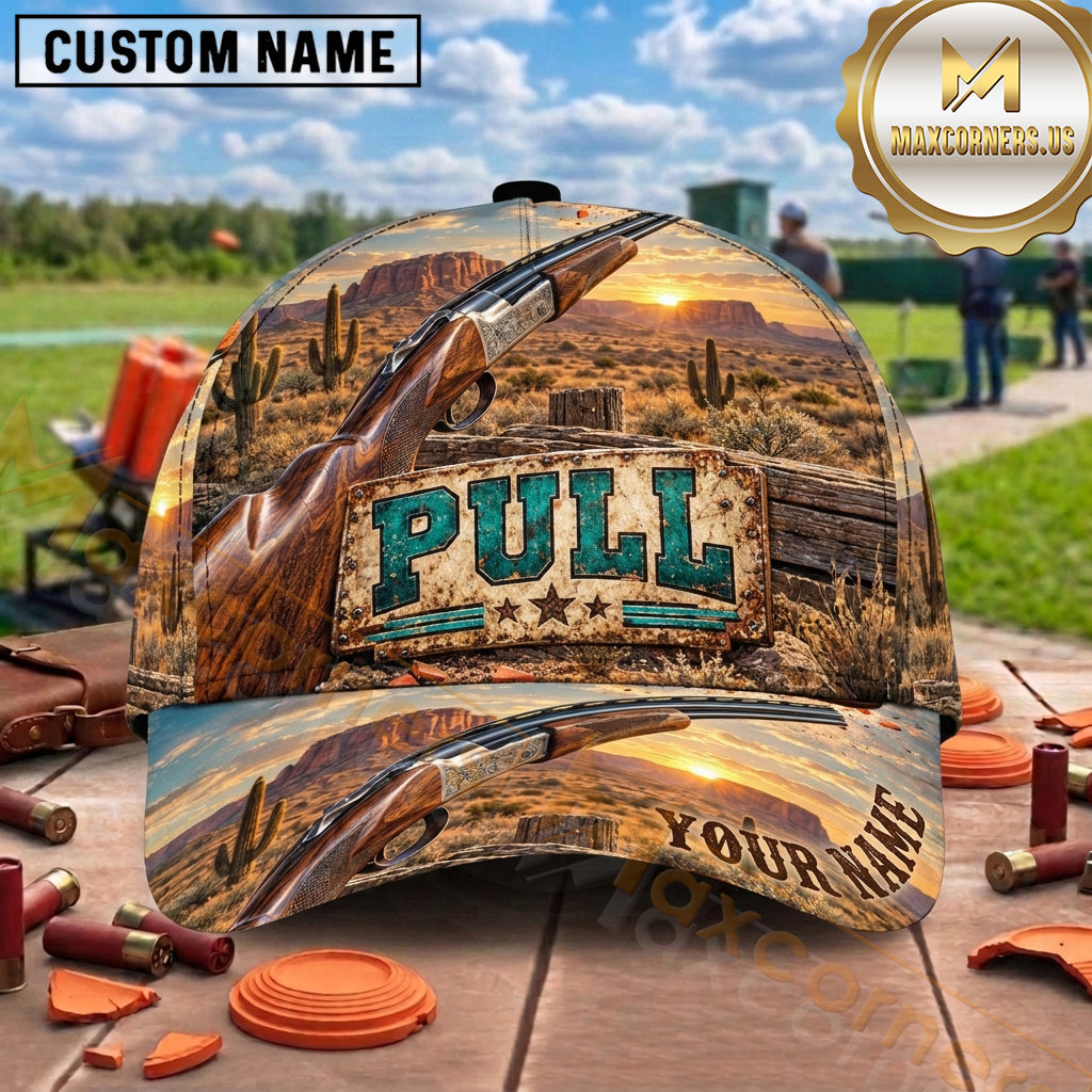 Maxcorners Trap Shooting Shotgun Geometric Clay Target Splatter Graphic Multiple Options Personalized Name 3D Cap
