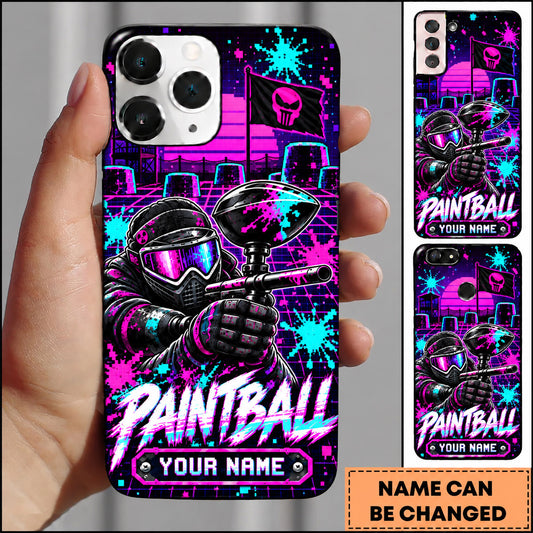 Maxcorners Paintball Neon Masked Combat Player Personalized Name 3D Phone Case