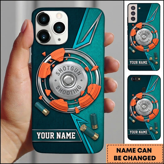 Maxcorners 12 Gauge Silver Shell Clay Target Shooting Personalized Name Trap Shooting Phone Case
