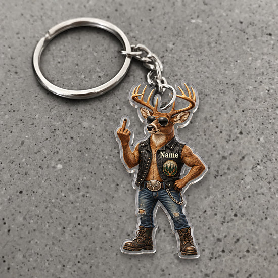 Maxcorners Deer Hunting Cool Outdoorsman Sunglasses Overalls Custom Name Trap Hunting Custom Gift 2D Flat Acrylic Ornament, Keychain