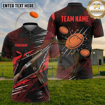 (5 Colors) Maxcorners Trap Shooting Shotgun Clay Targets Grunge Brush Multiple Options Personalized Name, Team Name 3D Shirt