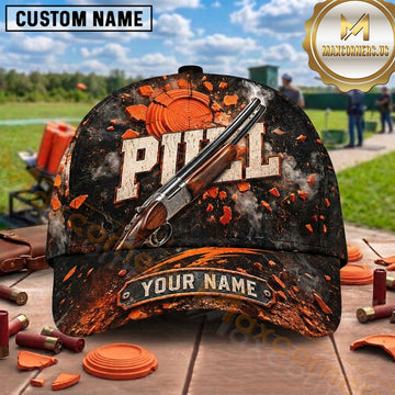 Maxcorners Trap Shooting Shotgun Woodland Camo Clay Targets Pull Graphic Multiple Options Personalized Name 3D Cap