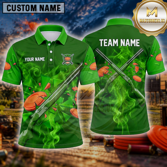 Maxcorners Trap Shooting Shirt Crossed Rifles Smoke Multiple Options Personalized Name, Team Name 3D Shirt