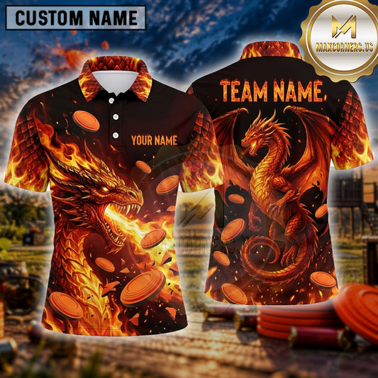 Maxcorners Trap Shooting Shirt Dragon Mythical Flame Multiple Options Personalized Name, Team Name 3D Shirt
