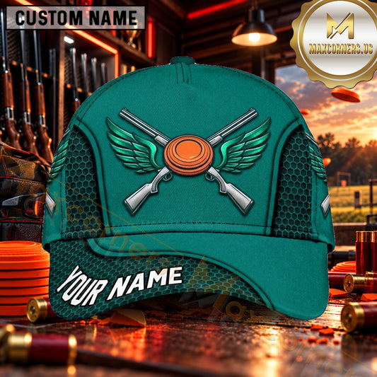 Maxcorners Winged Clay Target Shotguns Trap Shooting Personalized Name 3D Cap