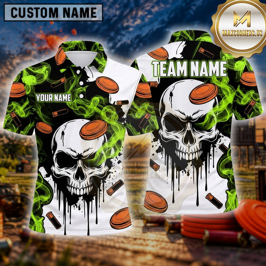 Maxcorners Trap Shooting Shirt Skull Dripping Flame Artwork Multiple Options Personalized Name, Team Name 3D Shirt