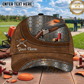 Maxcorners Trap Shooting Leather Patch Shotgun Multiple Options Personalized Name 3D Cap