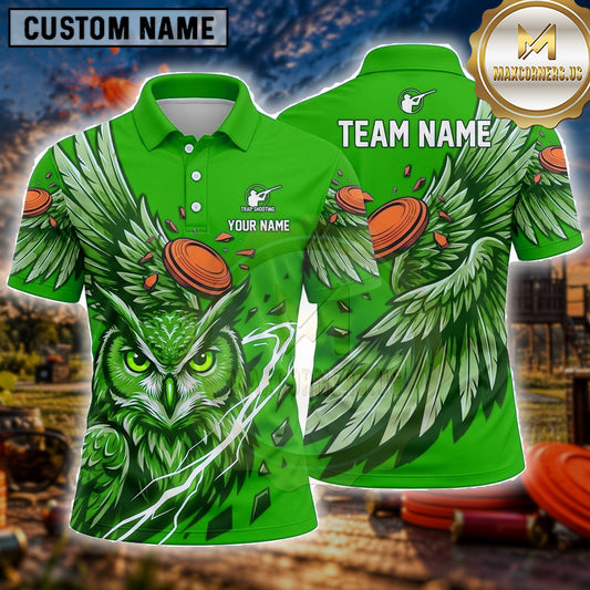 Maxcorners Trap Shooting Shirt Owl Multiple Options Personalized Name, Team Name 3D Shirt
