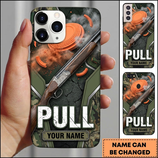 Maxcorners Military Green Clay Burst Pull Shotgun Shooting Personalized Name Trap Shooting Phone Case