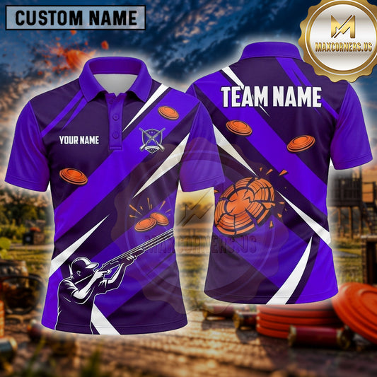 Maxcorners Trap Shooting Shirt Shooter Silhouette Stripes Multiple Options Personalized Name, Team Name 3D Shirt