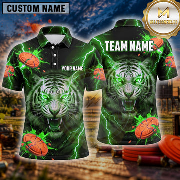 Maxcorners Tiger Roaring Lightning Multiple Options Personalized Name, Team Name 3D Shirt