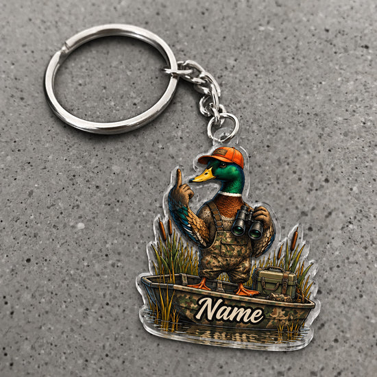 Maxcorners Mallard Duck Hunting Camo Marsh Outdoorsman Custom Name Trap Hunting Custom Gift 2D Flat Acrylic Ornament, Keychain
