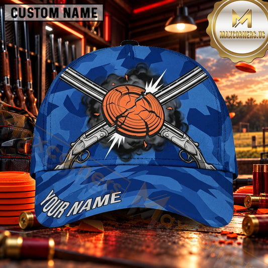 Maxcorners Crossed Shotguns Clay Target Camo Clay Shooting Personalized Name 3D Cap