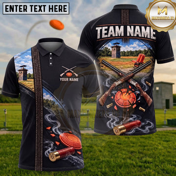 Maxcorners Trap Shooting Crossed Shotguns Shooting Range Scene Multiple Options Personalized Name, Team Name 3D Shirt