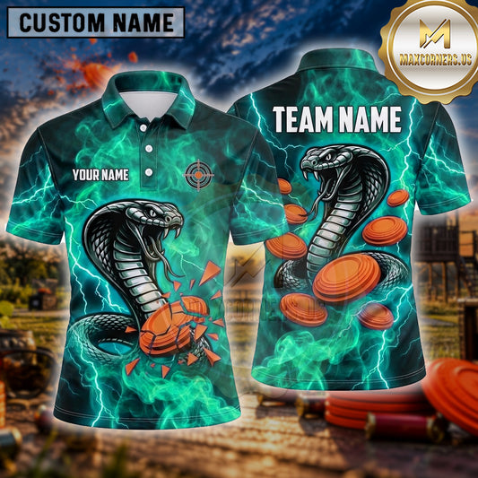 Maxcorners Trap Shooting Shirt Cobra Venom Lightning Multiple Options Personalized Name, Team Name 3D Shirt