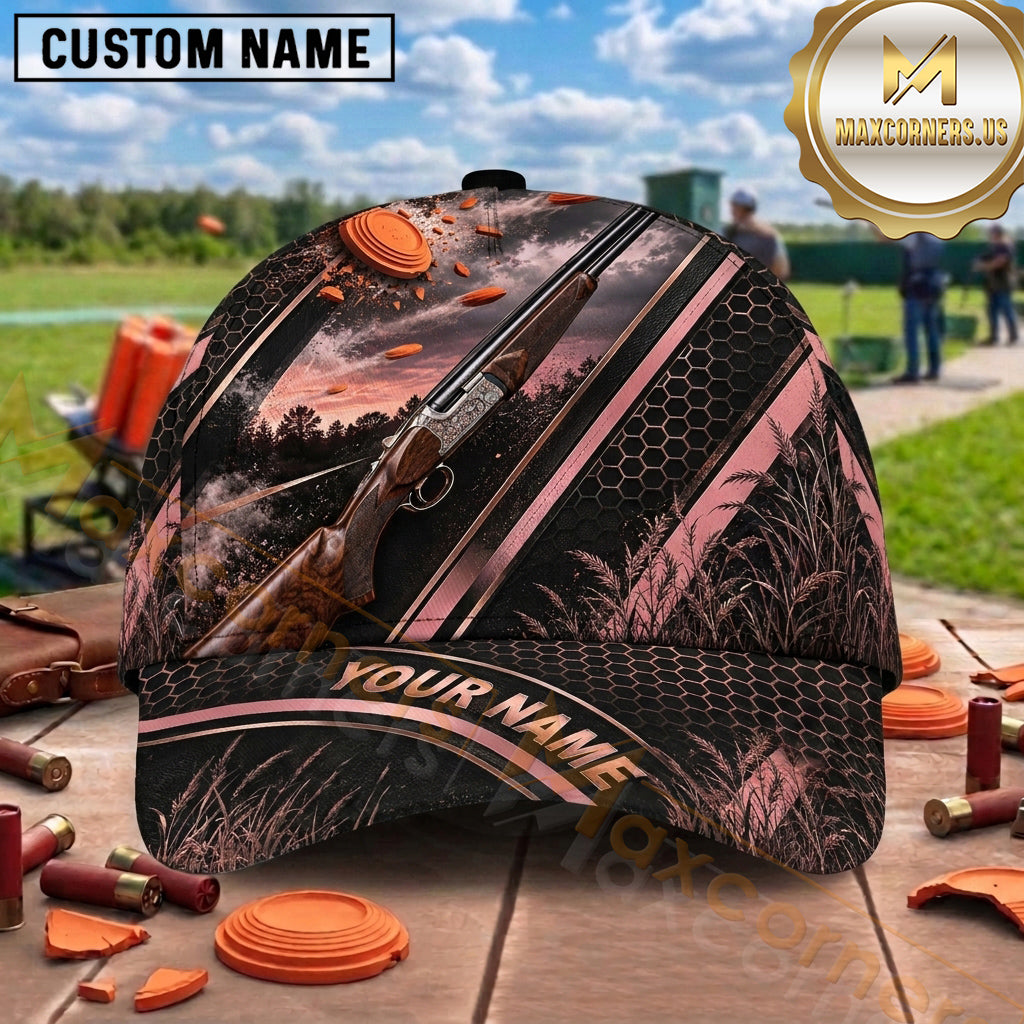 Maxcorners Trap Shooting Shotgun Pine Forest Clay Targets Pull Graphic Multiple Options Personalized Name 3D Cap