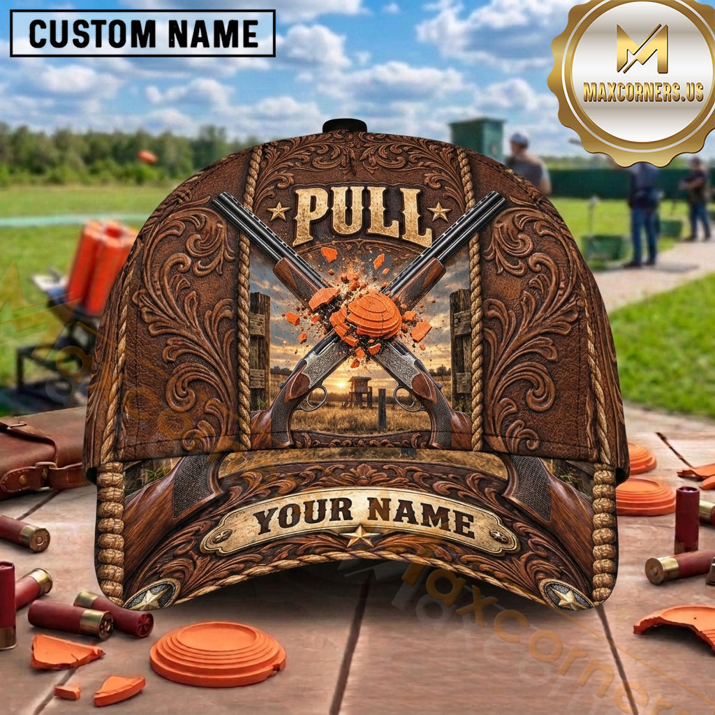 Maxcorners Trap Shooting Clay Target Mascot Halloween Spooky Graphic Multiple Options Personalized Name 3D Cap