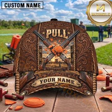 Maxcorners Trap Shooting Clay Target Mascot Halloween Spooky Graphic Multiple Options Personalized Name 3D Cap