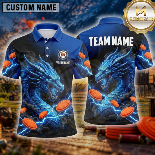 Maxcorners Trap Shooting Shirt Dragon Twin Fire Breathing Multiple Options Personalized Name, Team Name 3D Shirt
