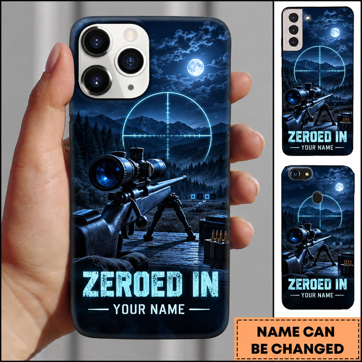 Maxcorners Long Range Shooting Zeroed In Electric Scope Design Personalized Name 3D Phone Case