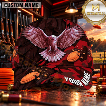 Maxcorners White Dove Clay Targets Trap Shooting Personalized Name 3D Cap