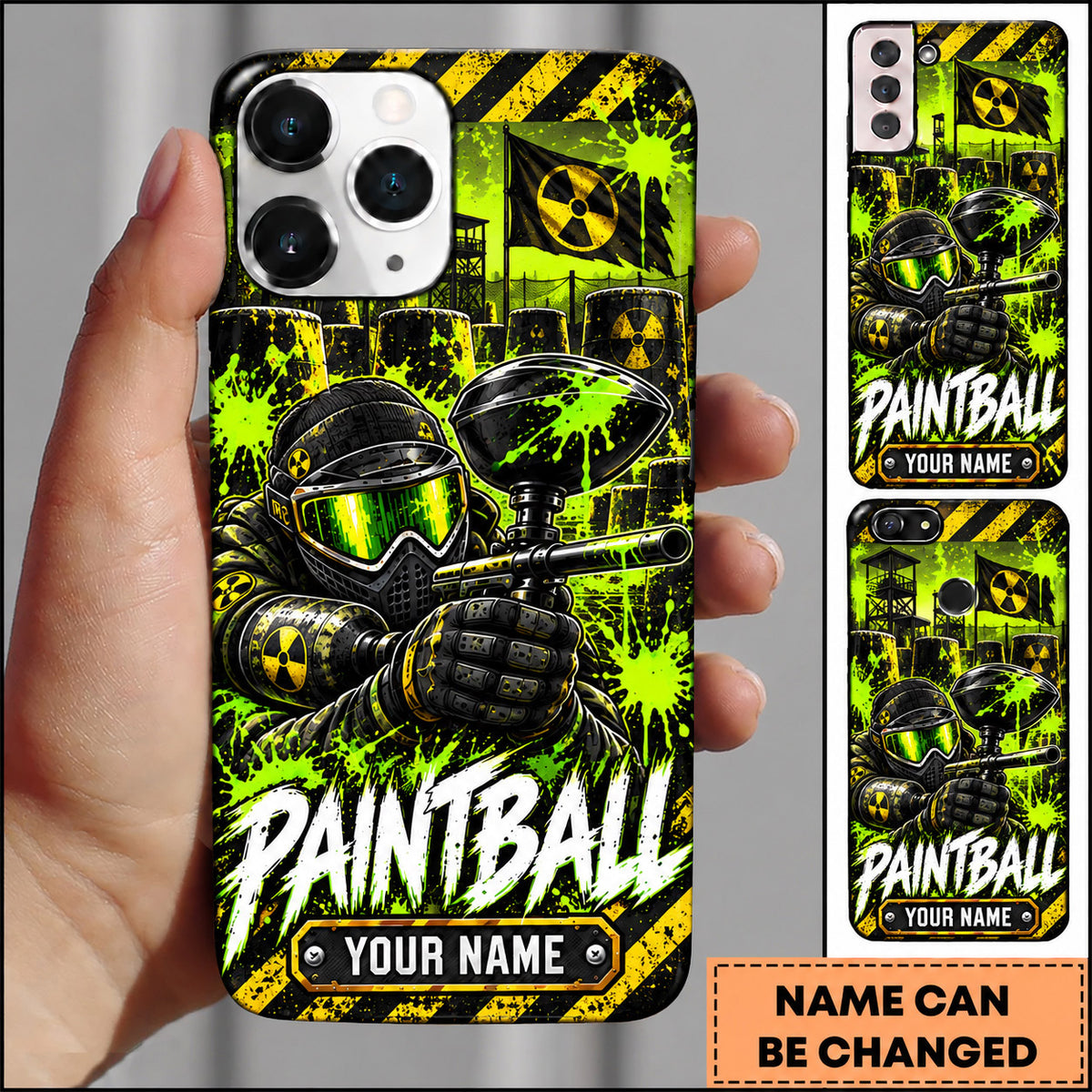 Maxcorners Paintball Tactical Masked Warrior Personalized Name 3D Phone Case
