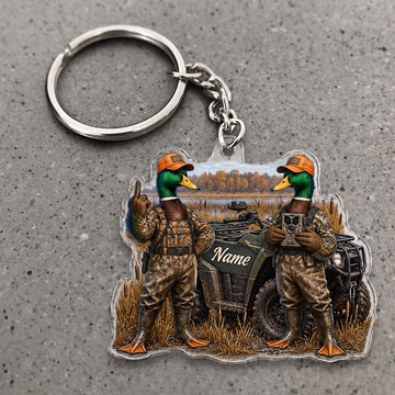 Maxcorners Mallard Duck Hunting ATV Adventure Duo Custom Name Trap Hunting Custom Gift 2D Flat Acrylic Ornament, Keychain