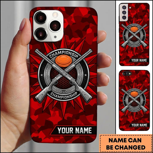 Maxcorners Championship Clay Emblem Crossed Shotguns Personalized Name Trap Shooting Phone Case